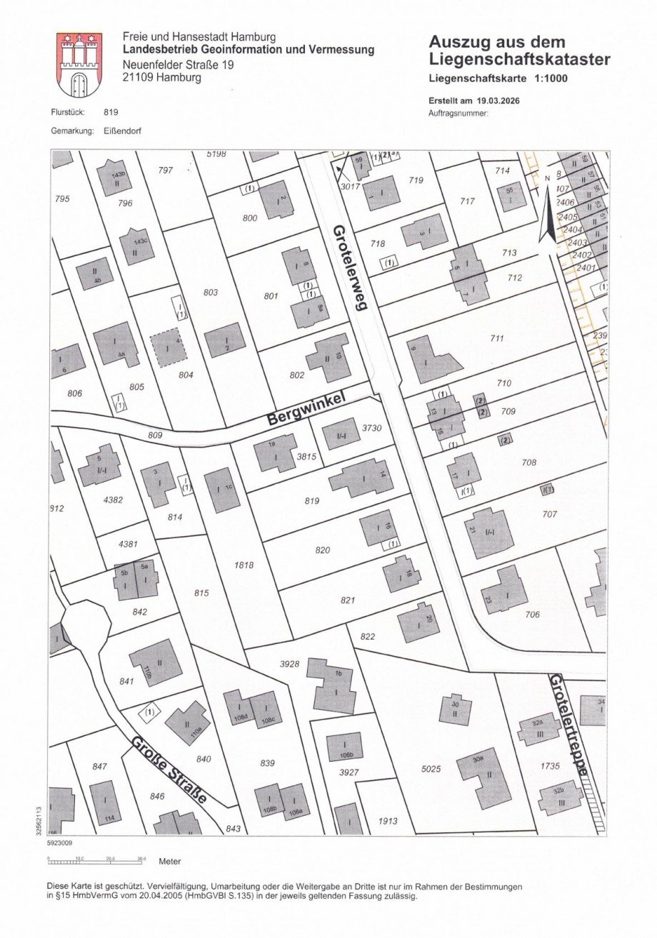 Flurkarte (Flurst�ck 819) Einfamilienhaus Hamburg