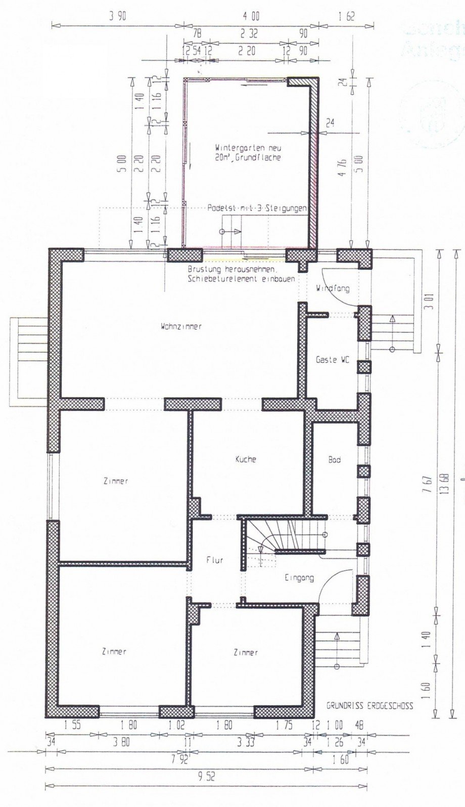 Grundriss EG + Wintergarten Zweifamilienhaus Hamburg