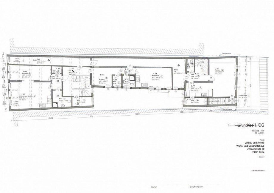 Grundriss 1. OG Wohn- / Gesch�ftshaus Celle