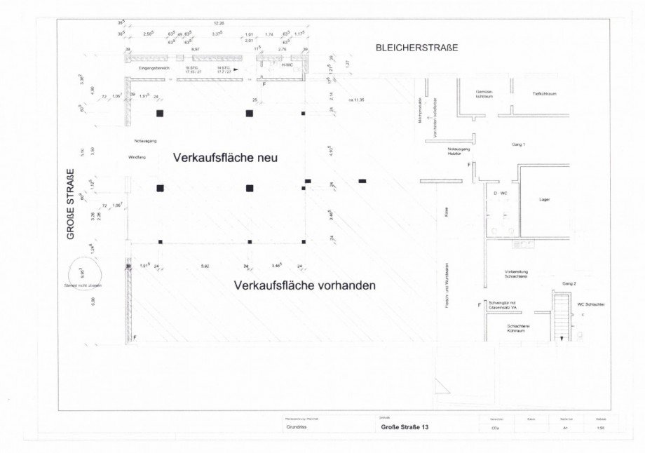Grundriss Erdgeschoss mit Aufmass Einzelhandel Aum�hle