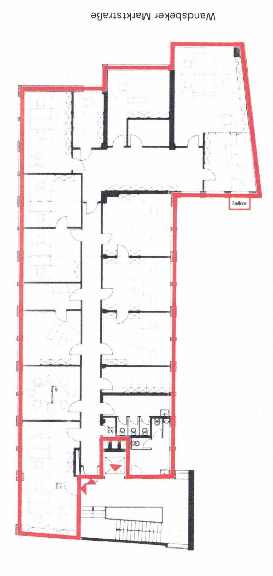 Grundriss 2. Obergeschoss B�rofl�che Hamburg